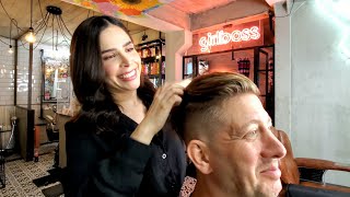 💈MUY GUAPA! Hair Wash & Blow Dry | Men's Hairstyling by Lady Barber "Rosaria" Mexico City 🇲🇽 (ASMR)