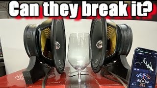 Car Audio Amp & Midrange Speakers vs Wine Glass - Will it break? Fun Experiment!