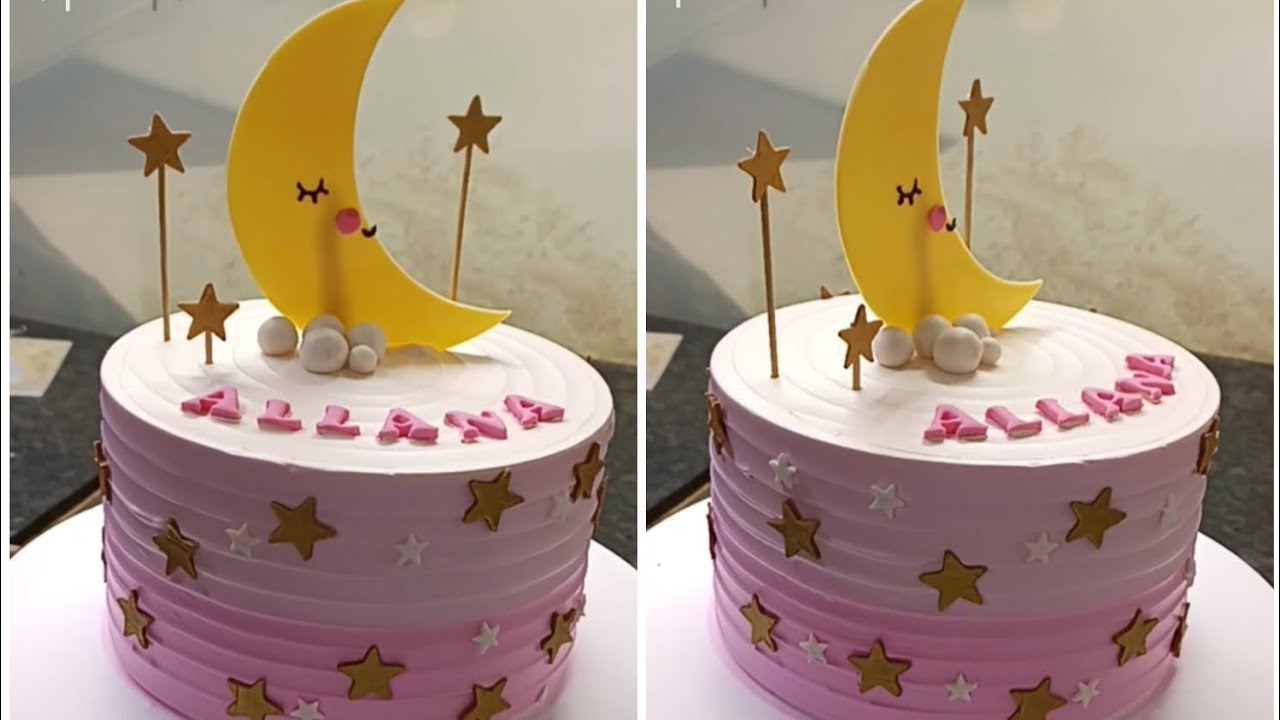 moon 🌙 and Star ✨ themes cake  design moon cake easy decorations happy birthday cake 