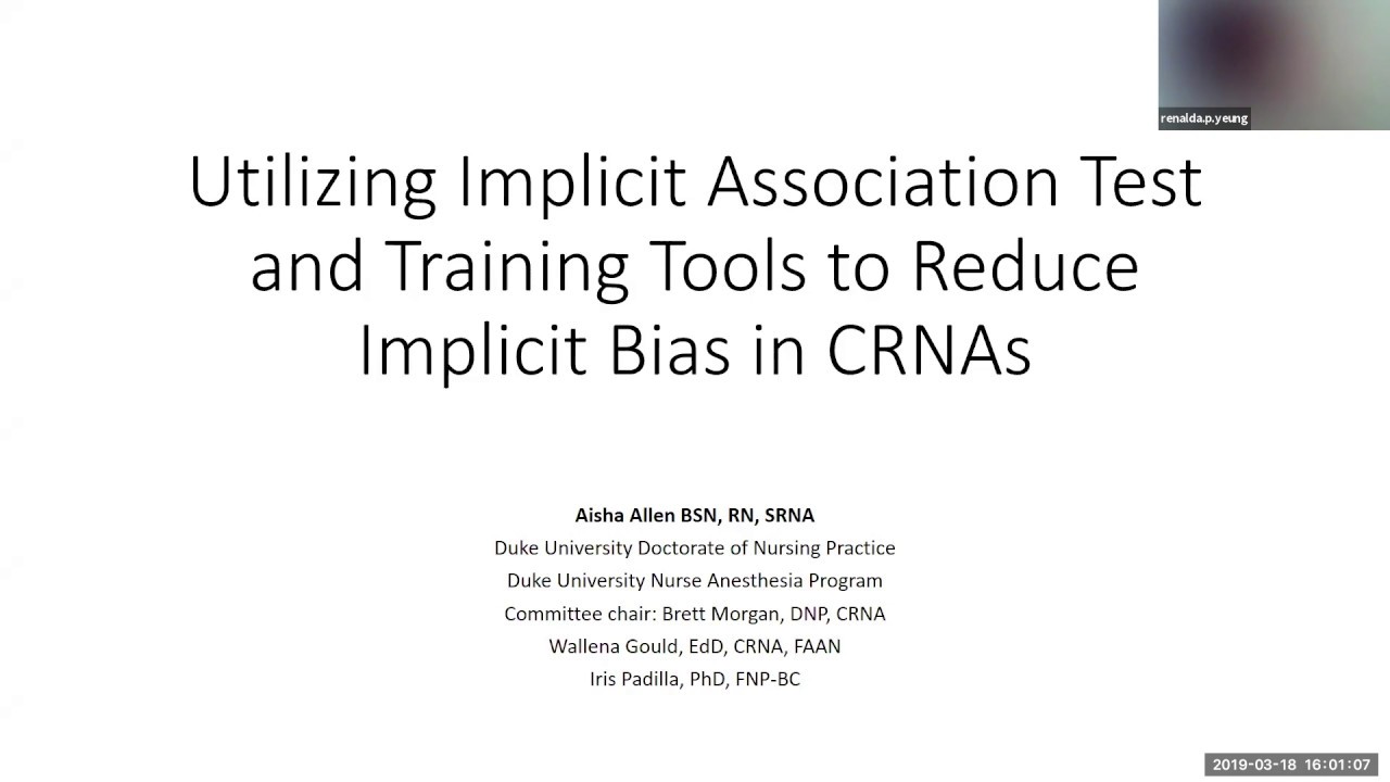 PART 1: My Final Doctorate of Nursing Practice (DNP) Defense: Implicit Bias  in Healthcare Providers - YouTube
