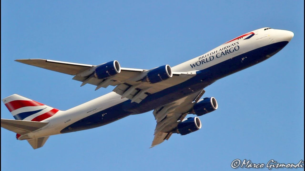 British Airways World Cargo Boeing 747-8F at Rome Fiumicino Airport