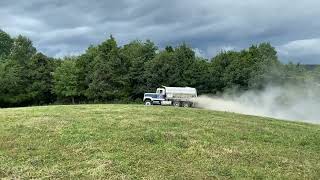 Spreading lime with a 4300 transtar spreader truck