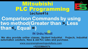 16-Comparison command using two methods (Greater than,Less than, Equal) Mitsubishi PLC in Urdu/hindi
