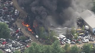 Worker airlifted to hospital after Billerica junkyard fire
