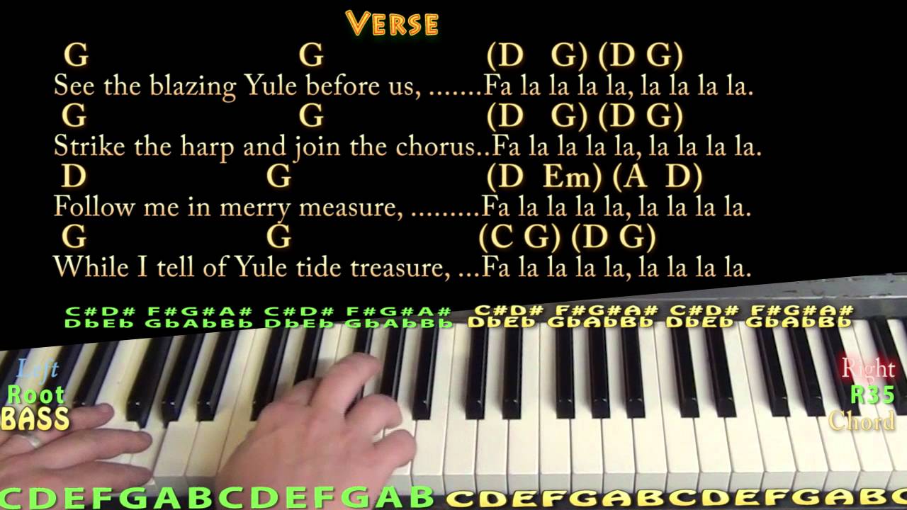 Deck the Halls (Christmas) Piano Cover Lesson in G with Chords/Lyrics ...