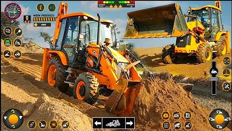Real ciy construction simulation 3D JCB Excavator ⛑️ pulling Pawar truck Android gameplay video 