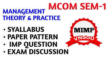 MCOM SEM-1 Management Theory & Practice | Most Imp Question | Syallabus | Paper Style