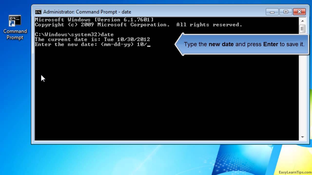 How to change date from Command Prompt (MS-DOS) - YouTube