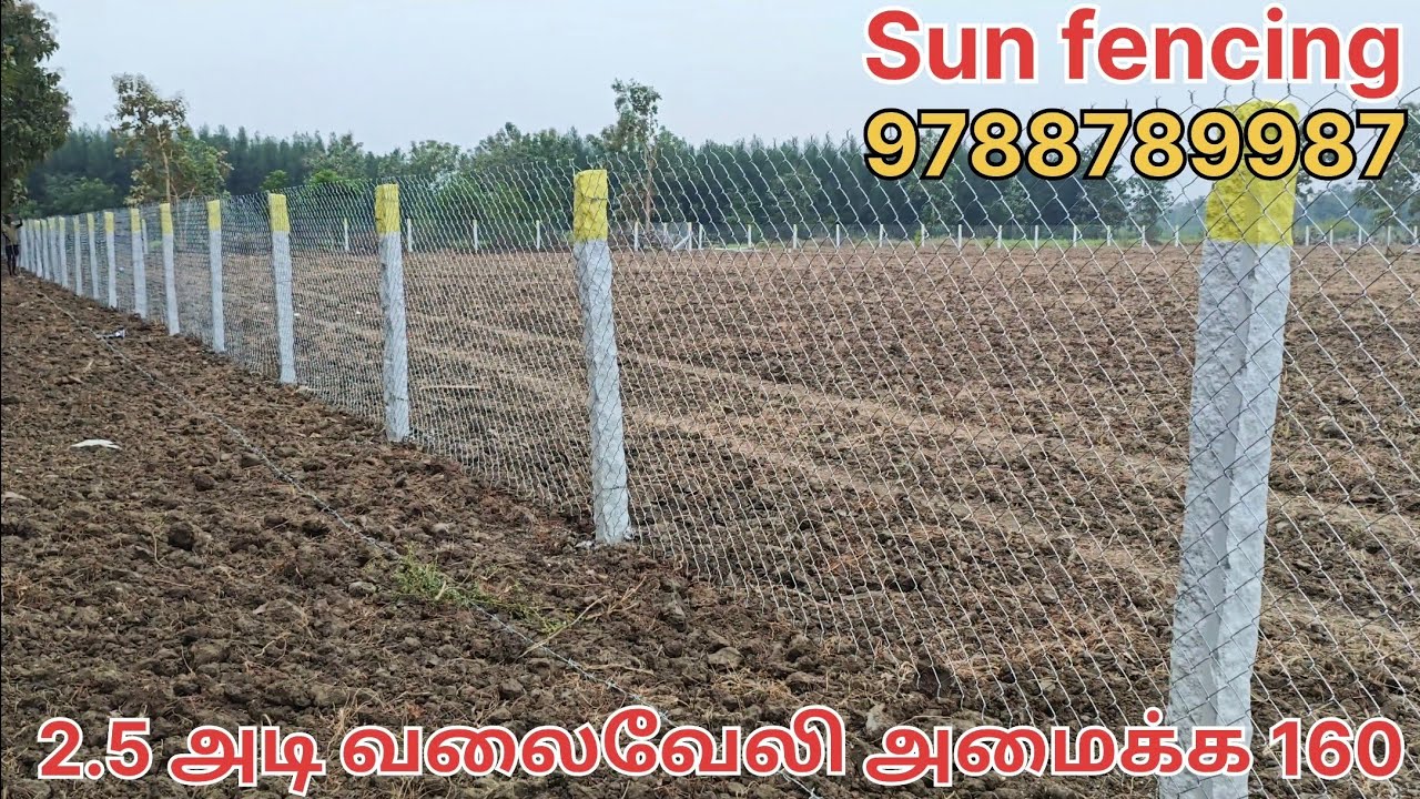 Sun fencing 7ft stone||2.5 inch chainlink|| 4line barbed installation #fencing #pondicherry