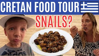 CRETAN FOOD TOUR! Trying EVERYTHING from SNAILS, Apaki, Dakos and MORE on Crete, Greece 🇬🇷