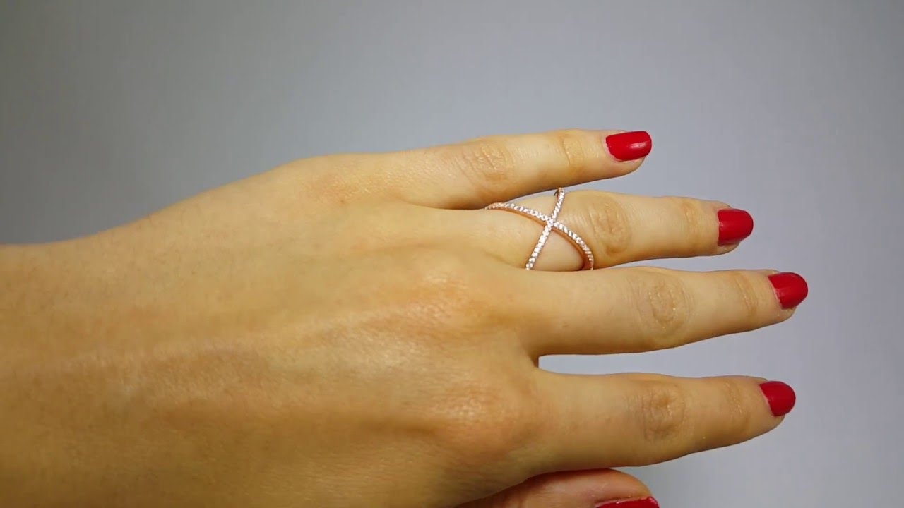 Sterling Silver Rose Gold Criss Cross Ring SGMR00039RGP