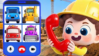 wheels on the construction trucks digger mixer crane nursery rhymes kids songs babybus