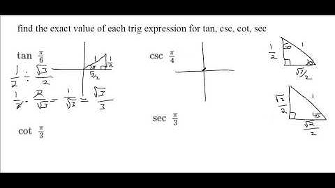 find the exact value of each trig expression for tan, csc, cot, sec