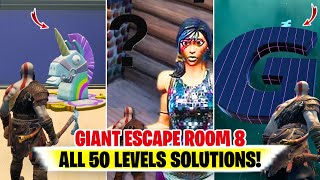 GIANT ESCAPE ROOM 8 SOLUTIONS 50 levels | Fortnite Giant Escape Room 8 Solutions | GIANT ESCAPE ROOM