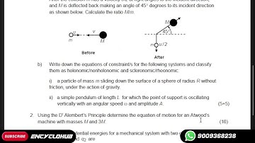 MSC PHYSICS A particle of mass m moving to the right with an initial velocity u collides elastically
