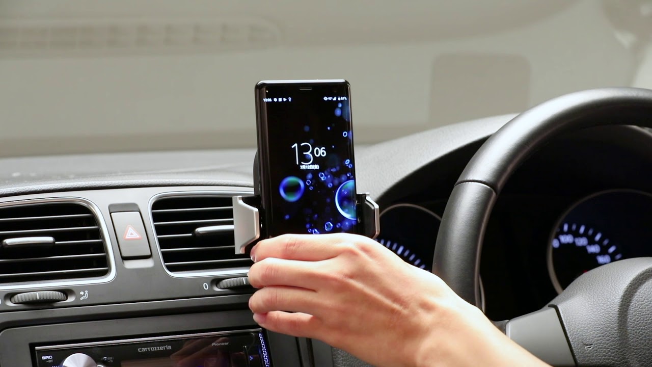 動画 電動ホールド、スマホ用クレイドル「SDA-SC510」 ワイヤレス充電 