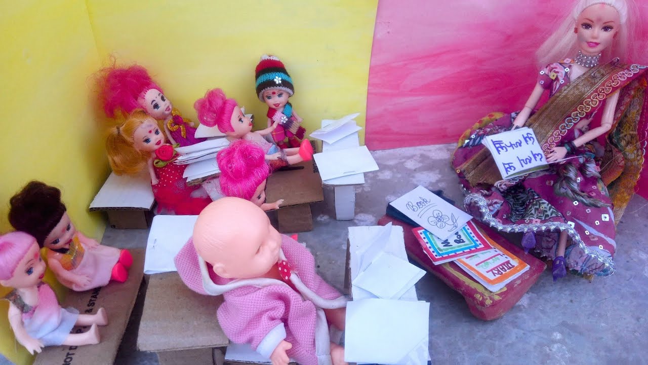 ABCD /Doll Story/SchoolLife/Doll Classroom/Barbie Doll Bedtime Story|| DOLLFUN ||