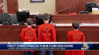 Three brothers spend first Christmas with new family after December adoption