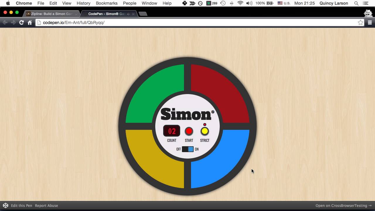 front end languages Zipline: Build a Simon Game