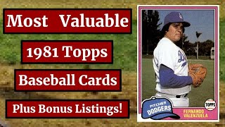 Celebrity 1981 Topps Baseball Cards - 15 Most Valuable ... Plus Bonus Listings! Profile