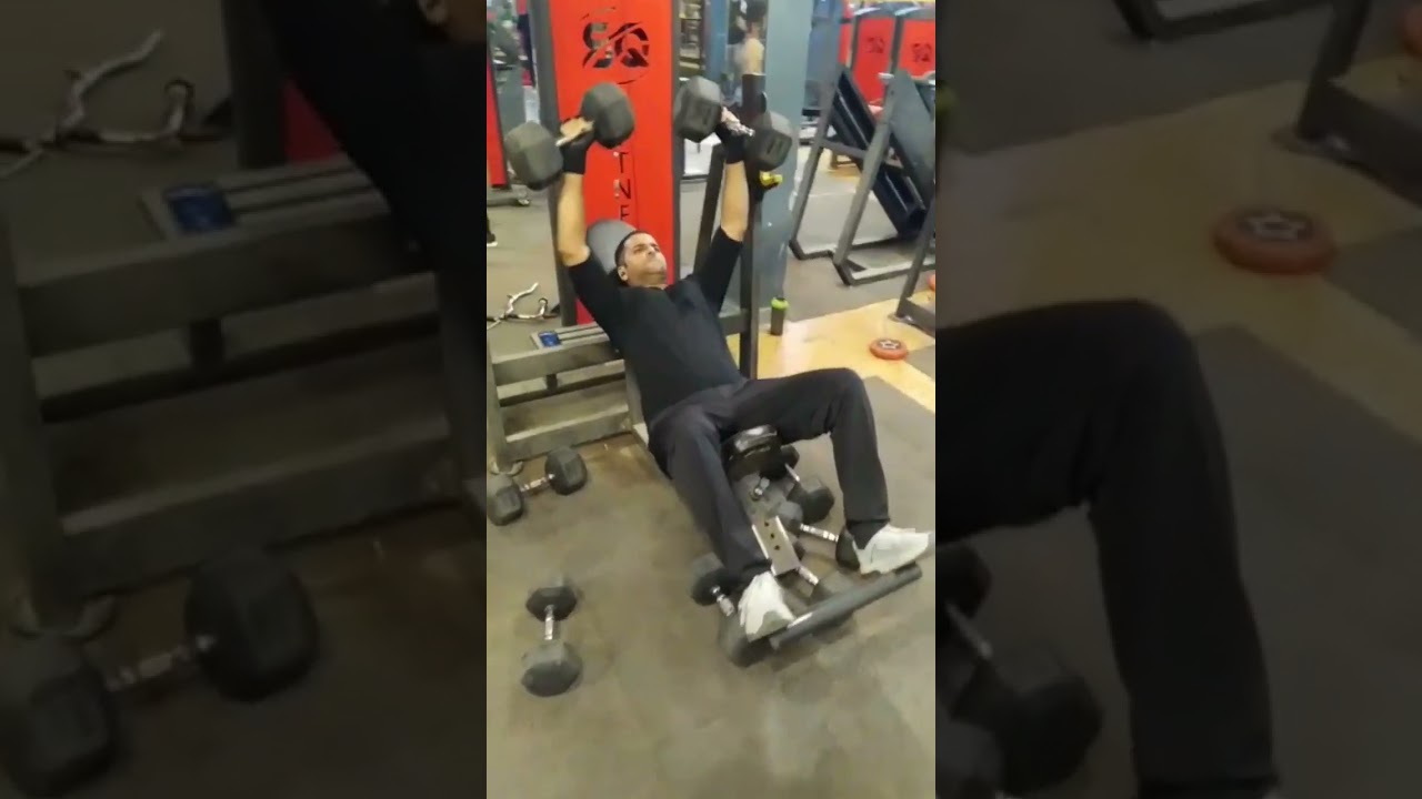 Inclined dumbel press# City class gym#