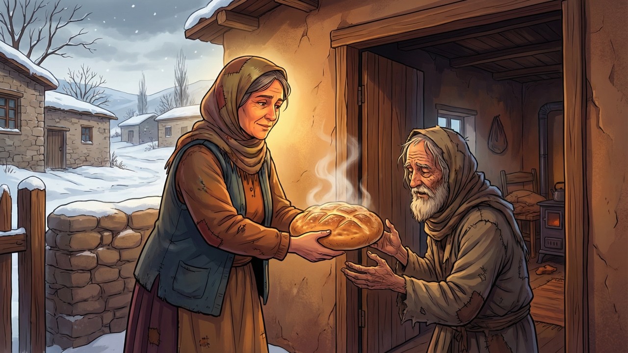 Fakir Oduncu Son Ekmeğini Hasta Misafire Verdi, Ertesi Gün Dağda Bulduğu Şey Hayatlarını Değiştirdi.