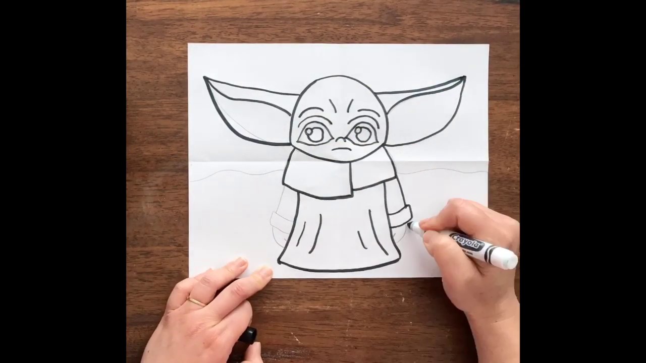 How to Draw Baby Yoda // Cómo dibujar al bebé Yoda // كيفية رسم طفل ...