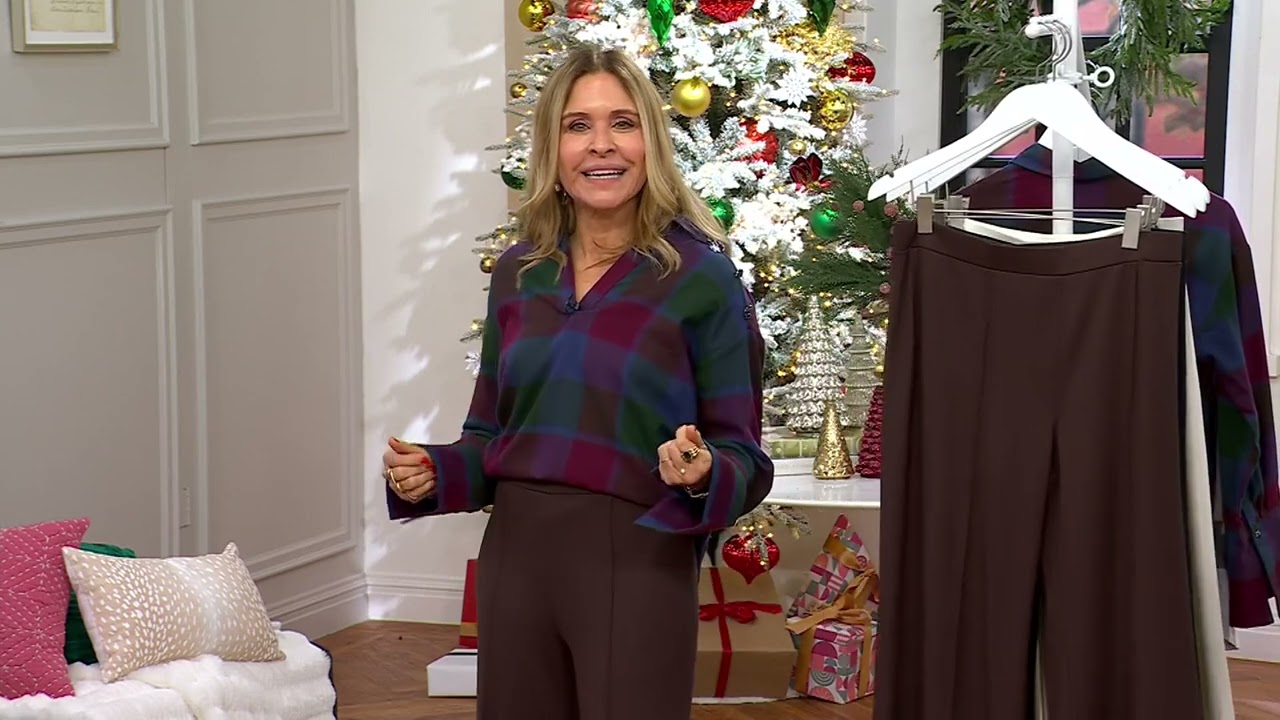 Peace Love World Ponte Wide Flare Pant with Front Seam on QVC