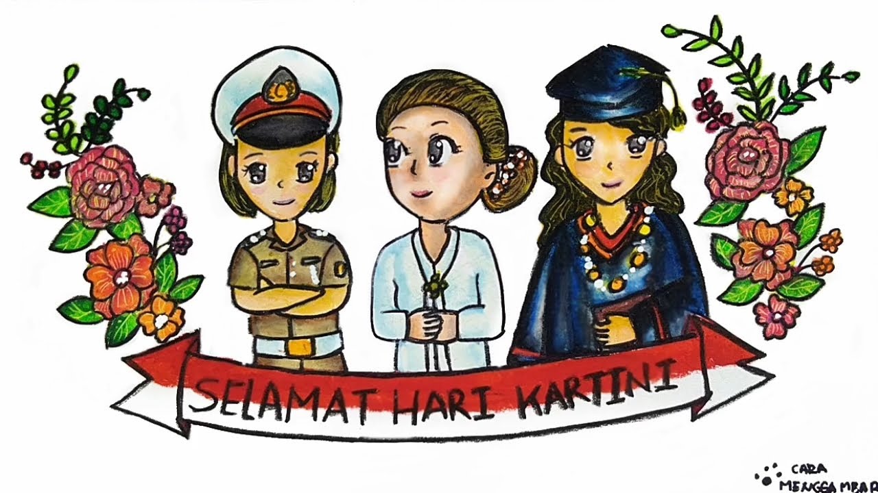 Cara Menggambar Dan Mewarnai Tema Memperingati Hari Kartini 21 April