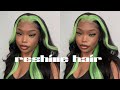 SHEGO Inspired Green Skunk Stripe 💚  AFFORTBALE WIG #RESHINEHAIR