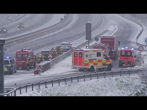 Snowstorms cause havoc on German motorways