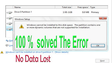 How To Fix error windows cannot be installed to this hard disk space.