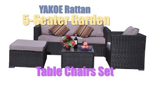 🏡YAKOE Rattan 5-Seater Garden Furniture Sofa Table Chairs Set UK