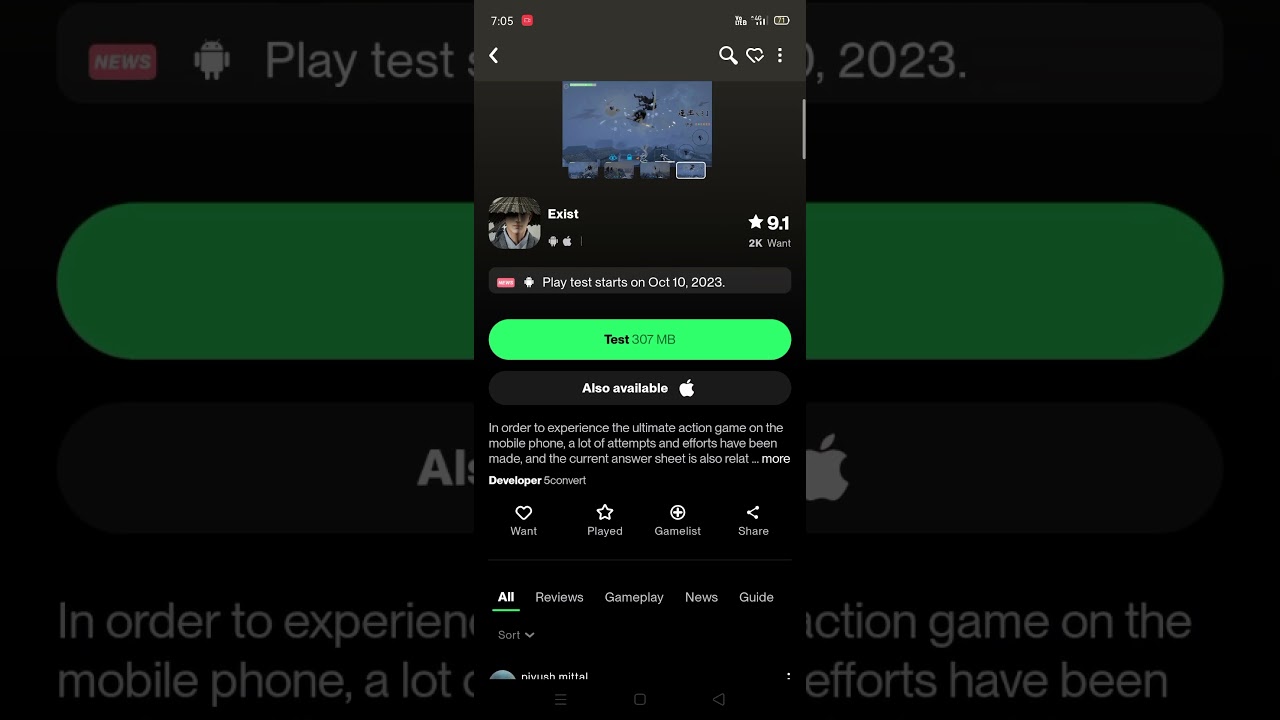 'Exist' Hack & Slash Test Game Officially Available In Taptap Store..🔥😍🎮