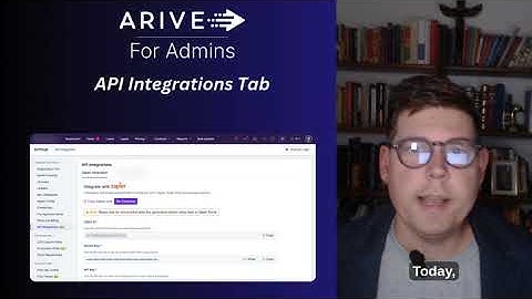 ARIVE for Admins | API Integrations Tab