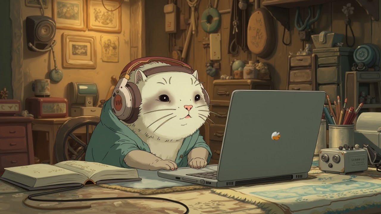 Lofi Chill для учебы и концентрации ~ Уютная кошка Lofi хип-хоп | Эстетические настольные вайбы!