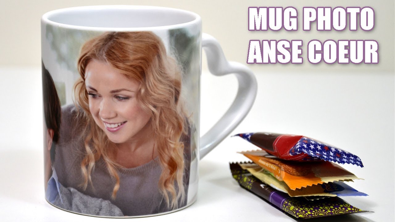 Mug Cœur Personnalisable Photo | Anse Cœur Rouge | Cadeau Saint-Valentin Fête Des Mères