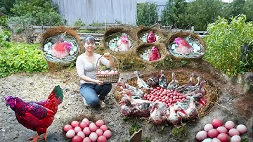 Build a Fence To Raise Geese  After 120 Days Building Log Cabin, Vegetable Garden