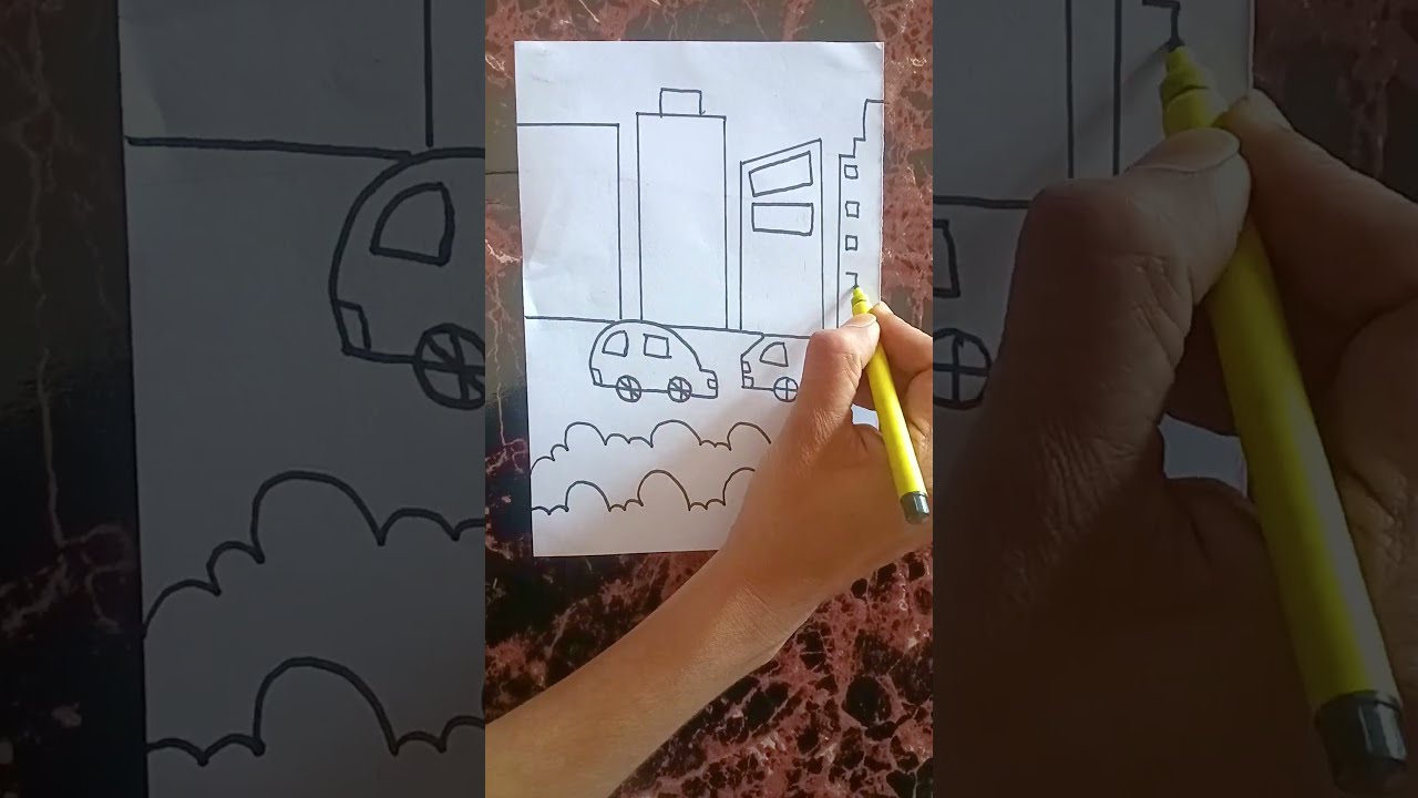 Very Easy City Drawing | City drawing tutorial for beginners | How to draw a City Scenery 
