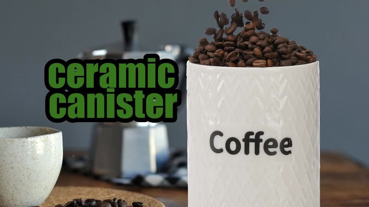 Review Stylish Peohud Ceramic Kitchen Canisters   Airtight Food Storage Jars for Farmhouse Décor