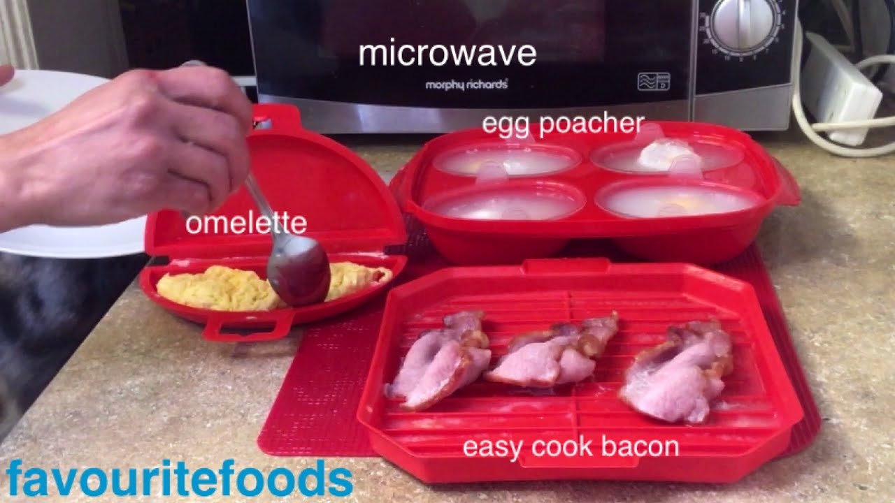 microwave easy cook bacon, egg poacher and egg omelette/sistema made in