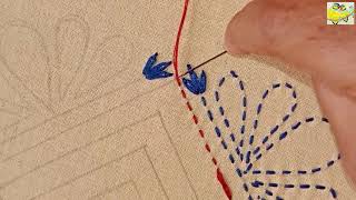 Hand Embroidery: Nokshi kantha stitching video step by step tutorial 22,Nokshi Kantha New Design