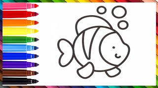 Rainbow Fish Drawing For Kids || Easy Step by Step