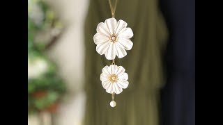 【100均材料 つまみ細工のネックレス】fabric flower accessory