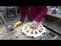 Building Mini T Build #3 Wooden wheels with pneumatic tires.