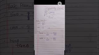 Class 10 / Trigonometry Formulas (Handwritten) /