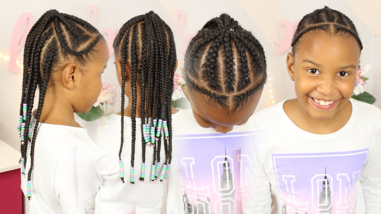 Easy Braided Hairstyle | Beads & Braids Protective Style - YouTube