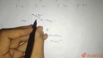 A body is projected down from height of 60 m with a velocity 10 ms ^(-1) at angle 30^(@) to hori...