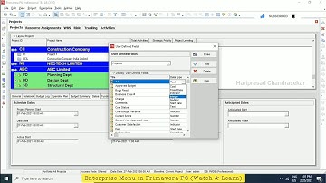 Enterprise Menu in Primavera P6 | User Defined Fields (Watch & Learn)