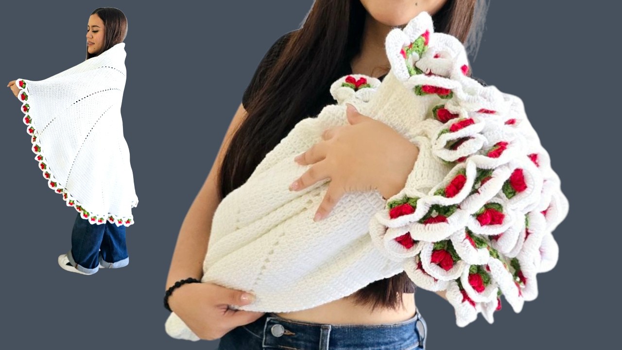 🌼 ¡Ideal para mamá! Crochet mágico: ramo de rosas que se vuelve manta